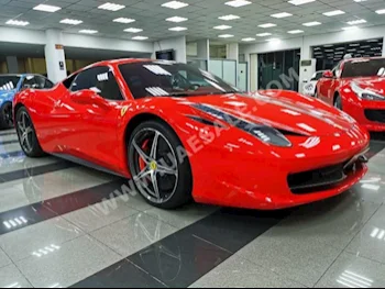 سيارات للبيع فيراري  458  أيطاليا  22,000  أحمر  كوبيه \ سبورت  اتوماتك  دفع خلفي  جلد  2013  8  كلا  بنزين
